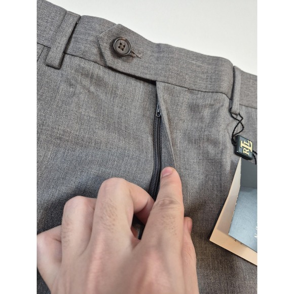 Lauren Ralph Lauren Dress Pants Mens 31x36 Gray Wool Pleated Lined NWT Unhemmed - Picture 3 of 15